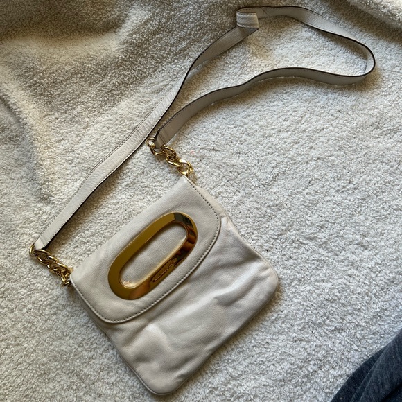 Michael Kors Off White Leather Cut Out Flap Shoulder Bag - Picture 12 of 14